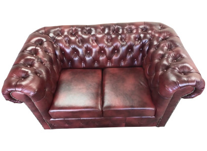 Dīvāns Chesterfield 2 vietām ādas mīkstā kreslā Sofa Brūni Moderni